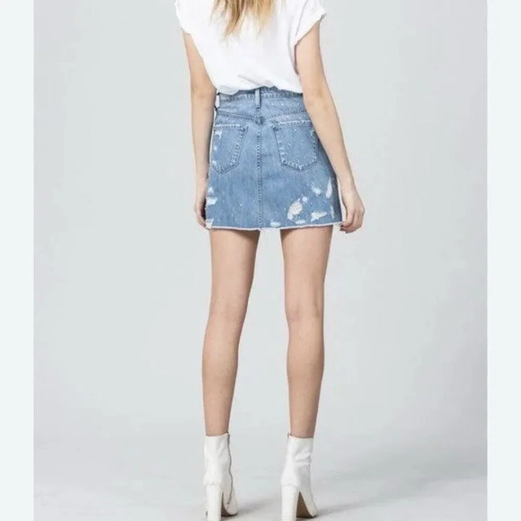 Flying Monkey‎ Women’s Heavily Distressed Mini Denim Skirt Blue Cotton Size 28 - Picture 2 of 11